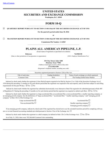 Thumbnail Plains All American Pipeline Quarterly Report 2026-q2