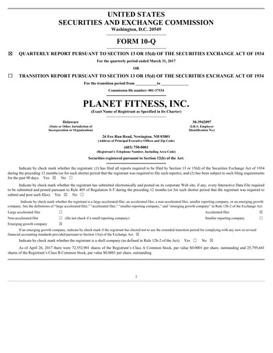 Thumbnail Planet Fitness
 Quarterly Report 2017-q1