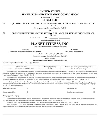 Thumbnail Planet Fitness
 Quarterly Report 2022-q3