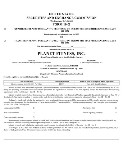 Thumbnail Planet Fitness
 Quarterly Report 2023-q2
