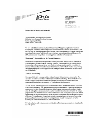 Thumbnail PLDT Financial Statement 2008