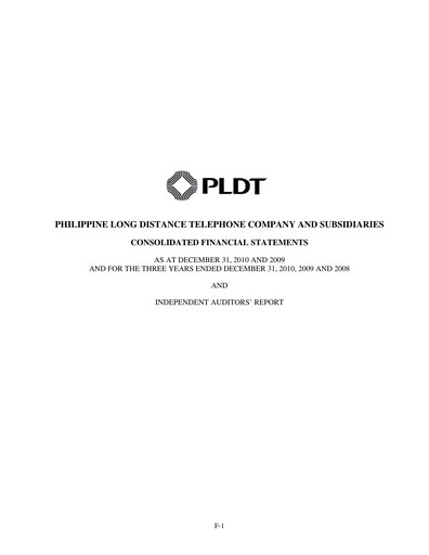Thumbnail PLDT Financial Statement 2010