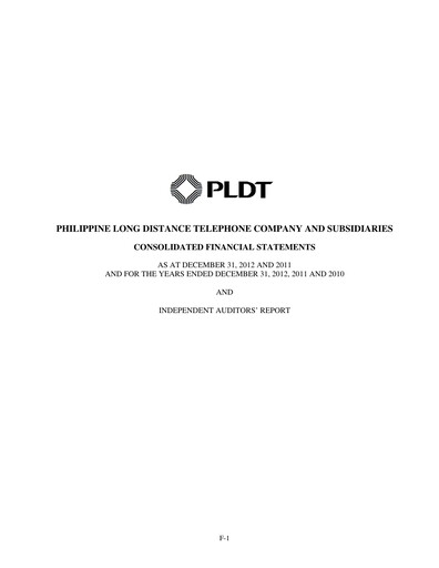 Thumbnail PLDT Financial Statement 2012