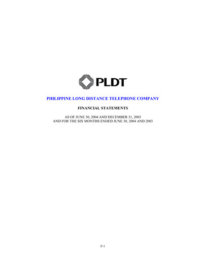 Thumbnail PLDT Half-year Report 2004-h1