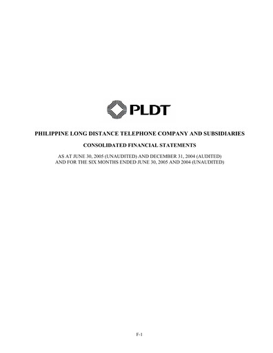 Thumbnail PLDT Half-year Report 2005-h1