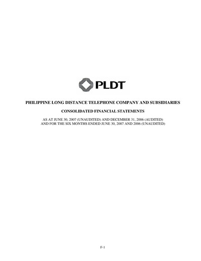 Thumbnail PLDT Half-year Report 2007-h1