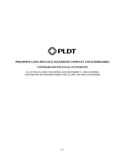 Thumbnail PLDT Half-year Report 2009-h1