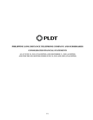 Thumbnail PLDT Half-year Report 2010-h1