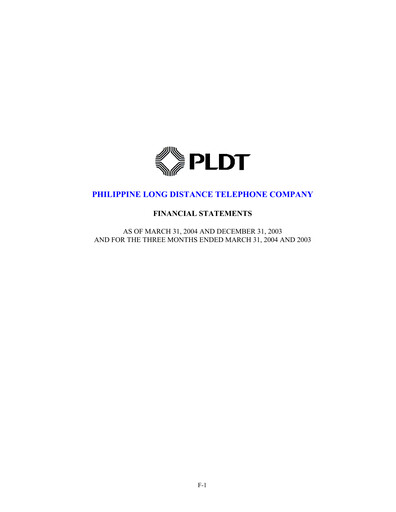 Vorschaubild PLDT Quartalsbericht 2004-q1