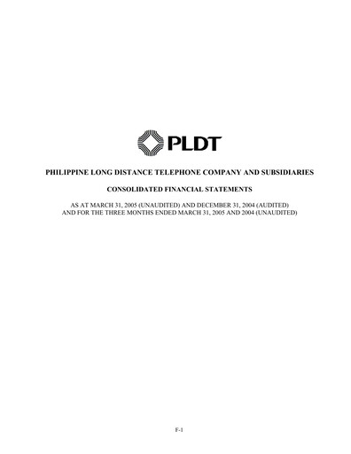 Vorschaubild PLDT Quartalsbericht 2005-q1