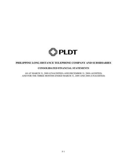 Vorschaubild PLDT Quartalsbericht 2009-q1