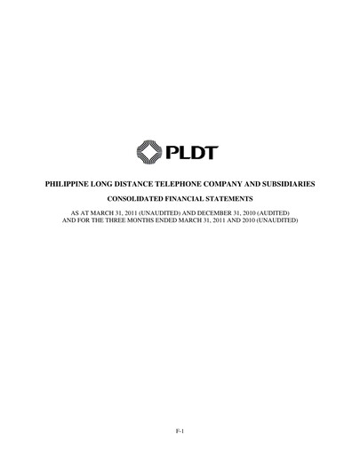 Vorschaubild PLDT Quartalsbericht 2011-q1