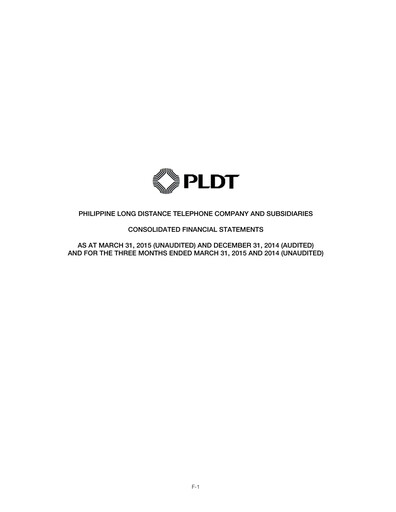 Vorschaubild PLDT Quartalsbericht 2015-q1