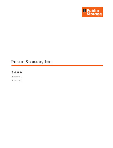 Thumbnail Public Storage Annual Report 2006