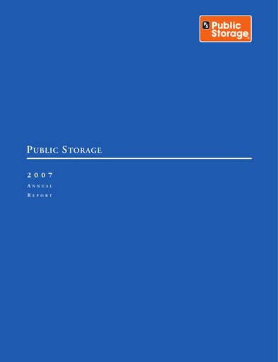 Thumbnail Public Storage Annual Report 2007