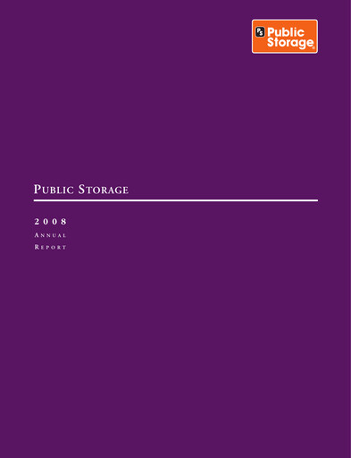 Thumbnail Public Storage Annual Report 2008