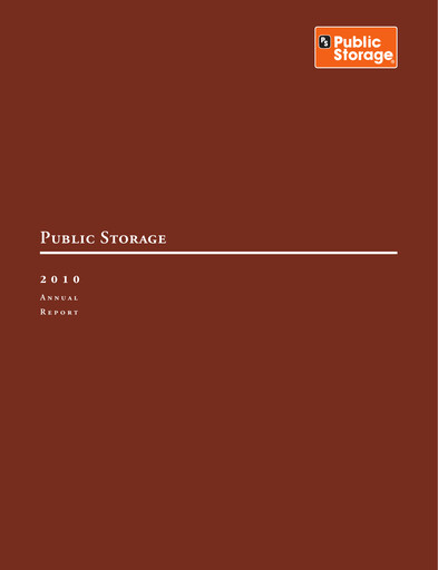 Thumbnail Public Storage Annual Report 2010