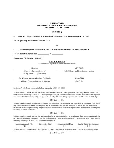 Thumbnail Public Storage Quarterly Report 2015-q2