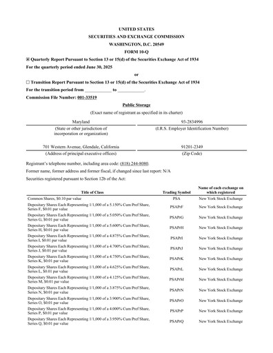 Thumbnail Public Storage Quarterly Report 2025-q2