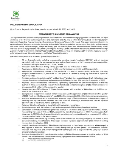 Thumbnail Precision Drilling Corporation Quarterly Report 2023-q1