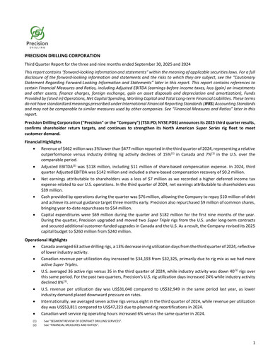 Thumbnail Precision Drilling Corporation Quarterly Report 2025-q3