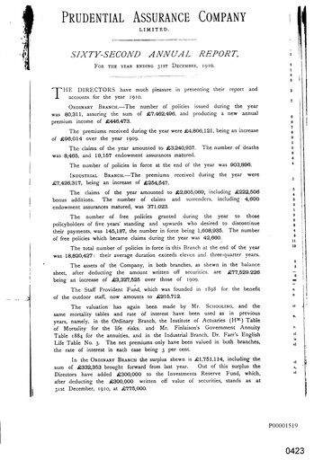 Vorschaubild Prudential Jahresbericht 1910