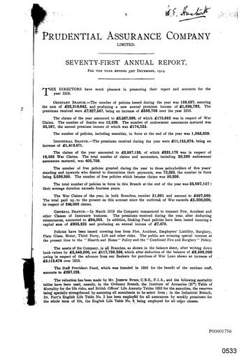 Vorschaubild Prudential Jahresbericht 1919