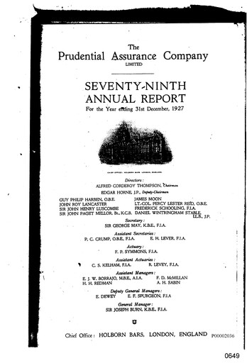 Vorschaubild Prudential Jahresbericht 1927