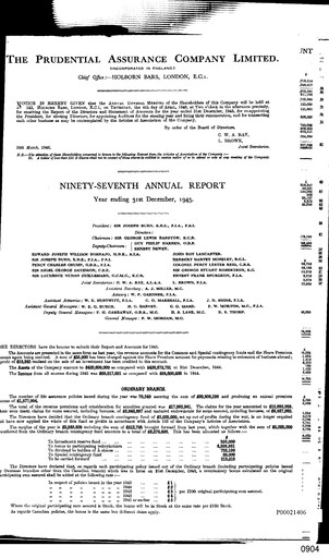 Vorschaubild Prudential Jahresbericht 1945