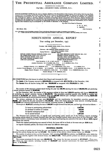 Vorschaubild Prudential Jahresbericht 1947