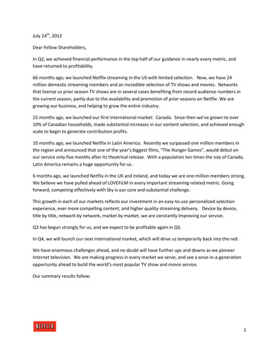 Thumbnail Netflix Quarterly Report 2012-q2