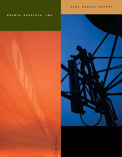 Thumbnail Quanta Services
 Annual Report 2003