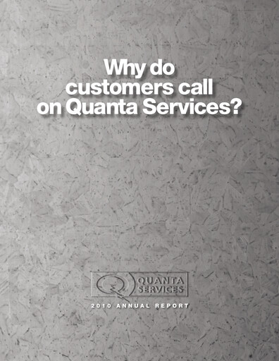 Thumbnail Quanta Services
 Annual Report 2010