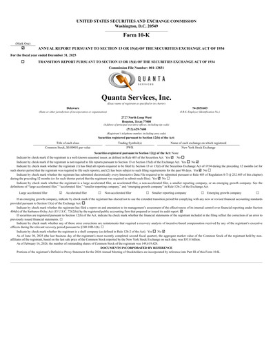 Thumbnail Quanta Services
 Annual Report 2025