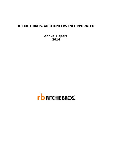 Thumbnail Ritchie Bros. Auctioneers
 Annual Report 2014