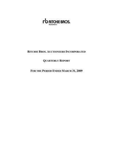Thumbnail RB Global
 Quarterly Report 2009-q1