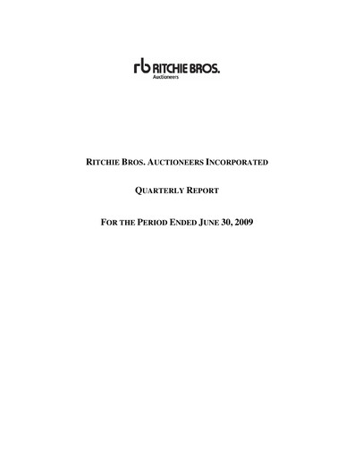 Thumbnail RB Global
 Quarterly Report 2009-q2