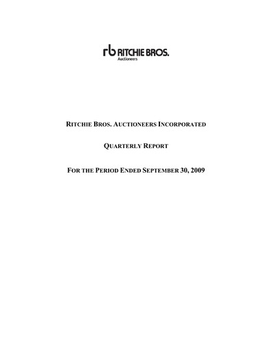 Thumbnail RB Global
 Quarterly Report 2009-q3