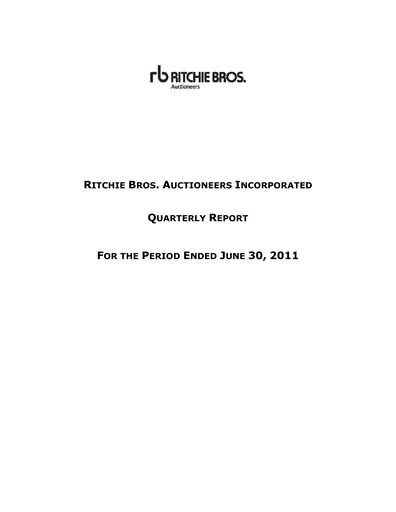 Thumbnail RB Global
 Quarterly Report 2011-q2