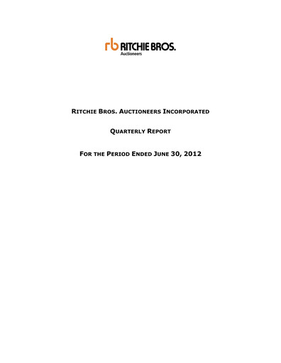 Thumbnail RB Global
 Quarterly Report 2012-q2