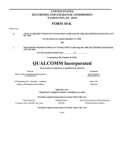 Thumbnail QUALCOMM Annual Report 2020