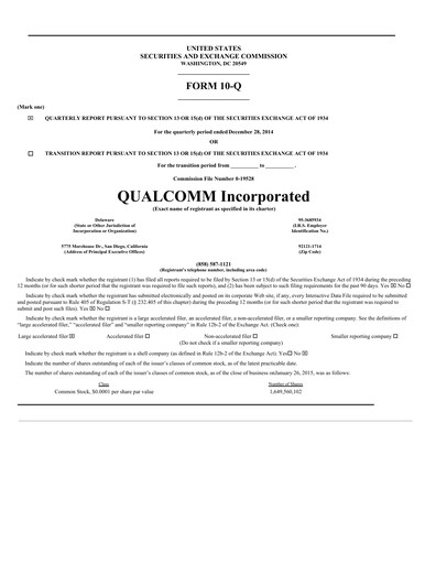 Miniature QUALCOMM Rapport trimestriel 2015-q1