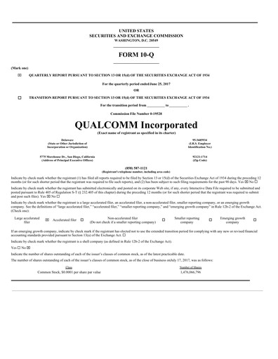 Miniature QUALCOMM Rapport trimestriel 2017-q3