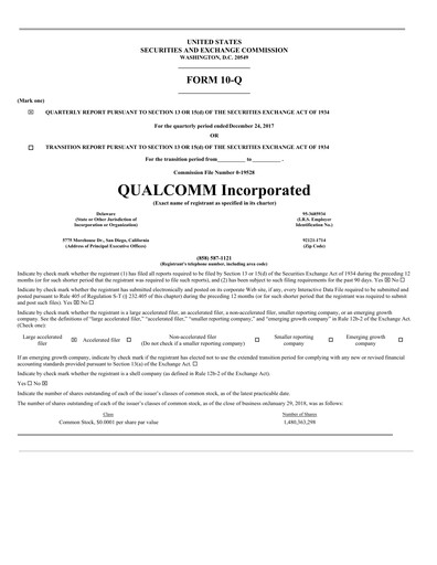 Miniature QUALCOMM Rapport trimestriel 2018-q1