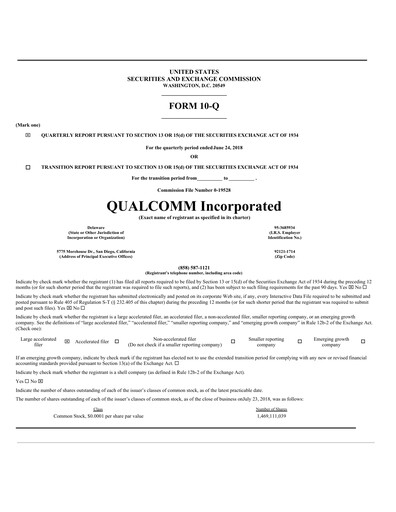 Miniature QUALCOMM Rapport trimestriel 2018-q3