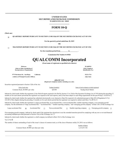 Miniature QUALCOMM Rapport trimestriel 2019-q3