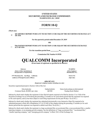 Miniature QUALCOMM Rapport trimestriel 2020-q1