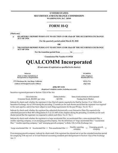 Miniature QUALCOMM Rapport trimestriel 2020-q2