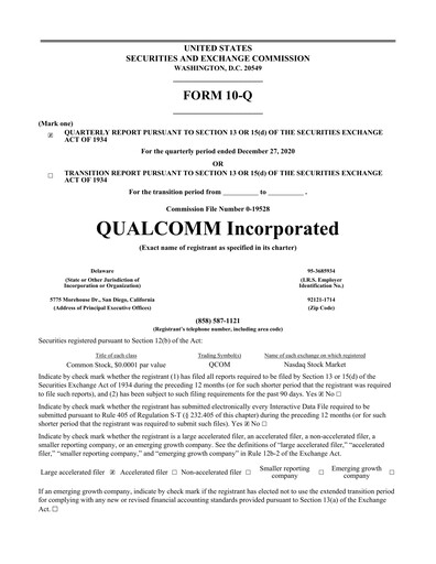 Miniature QUALCOMM Rapport trimestriel 2021-q1