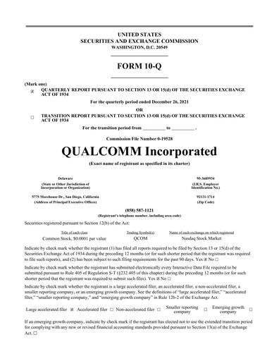 Miniature QUALCOMM Rapport trimestriel 2022-q1